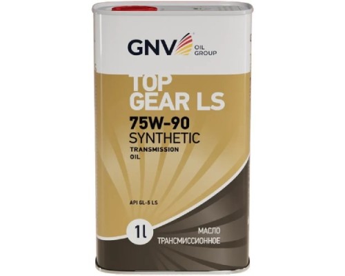 Масло трансмиссионное GNV Top Gear LS Synthetic 75W90 GL-5 (металл. канистра) 1 л GTG1072015LS0007590001