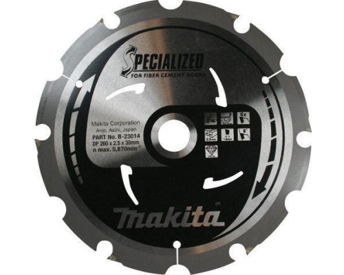 Пильный диск универсальный MAKITA 260x30x1.8x6T для цементноволокнистых плит [B-31625]