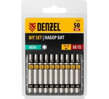 Набор бит Denzel HEX 4х50 сталь s2, шестигранный профиль, 10 шт. 11662
