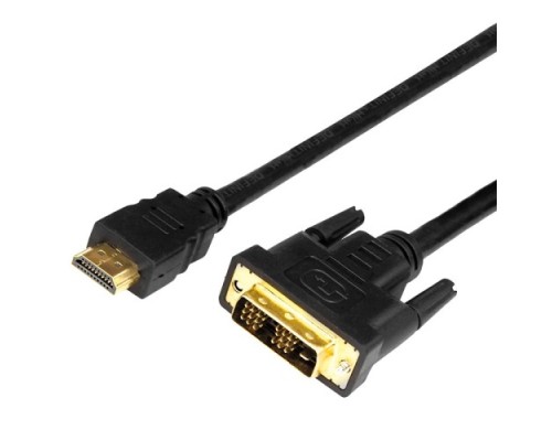 Шнур REXANT 17-6306 HDMI-DVI-D с фильтрами, 5м, Gold (PE пакет)