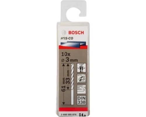 Сверла по металлу BOSCH HSS-CO кобальтовое 3.0 х 33/61 мм (уп.10шт) [2608585876]