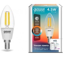 Лампа светодиодная GAUSS Smart home filament с35 4,5w 495lm 2000-6500к e14 1250112