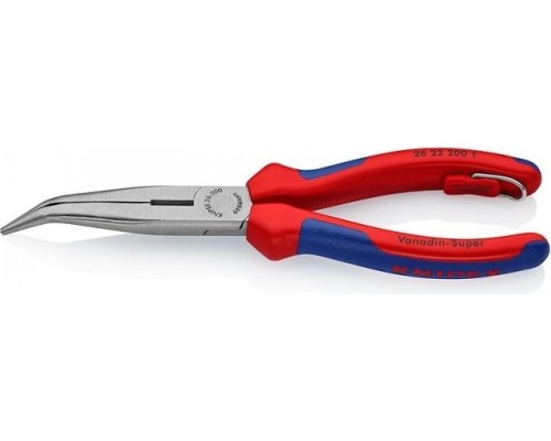 Круглогубцы с плоскими губками и режущими кромками KNIPEX 2622200T 200 мм со страховочным креплением [KN-2622200T]