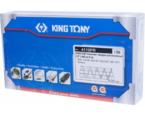Набор головок 1/2" KING TONY 4110PR, 9 предметов