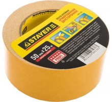 Клеящая лента STAYER PROFESSIONAL двухсторонняя на тканевой основе, 50ммх25м 1217-25