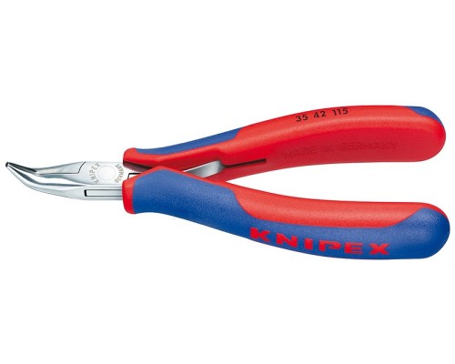 Плоскогубцы KNIPEX KN-3542115SB захватные для электроники, плоскокруглые губки 45°