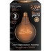 Лампа светодиодная GAUSS G125 filament 2,5w 200lm 2000к е27 golden 2020 led [177802003]