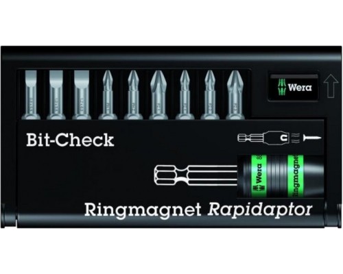 Набор насадок WERA Bit-Check – Ringmagnet Rapidaptor 8800-9/TZ, WE-056378 [WE-056378]