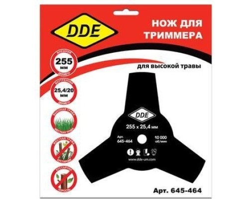 Нож для триммера DDE GRASS CUT 3-х лопастной (255х25,4 мм) [645-464]