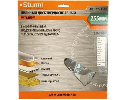 Пильный диск универсальный STURM 9023-255-30-80 255x30x80 зубьев