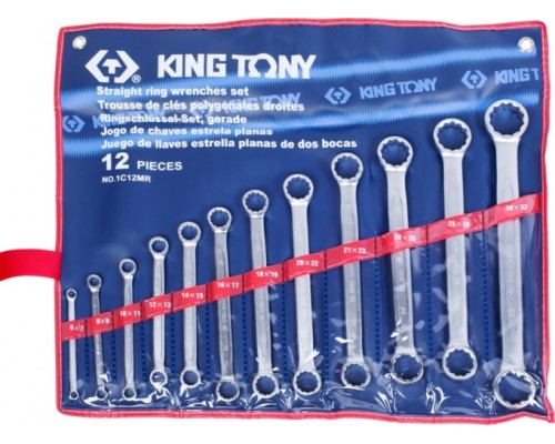 Набор ключей накидных прямых KING TONY 12 предметов 1C12MR [1C12MR]