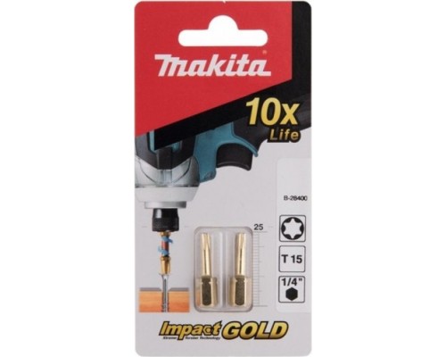 Бита для заворачивания MAKITA B-28400 Impact Gold T15, 25 мм, C-form, 2 шт.