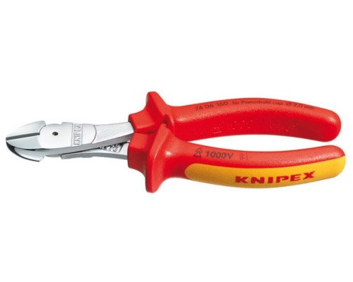 Бокорезы диэлектрические KNIPEX KN-7406160SB особо мощные vde, 160 мм, хром, 2-комп. ручки