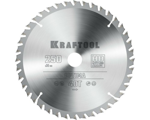 Пильный диск по дереву KRAFTOOL Optima 250х30мм 40T [36951-250-30]