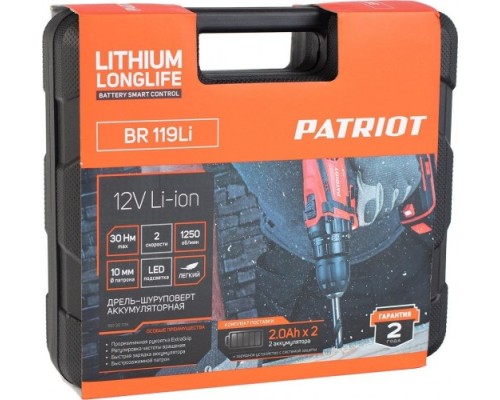 Дрель-шуруповерт аккумуляторная PATRIOT BR 119 Li [180301119]