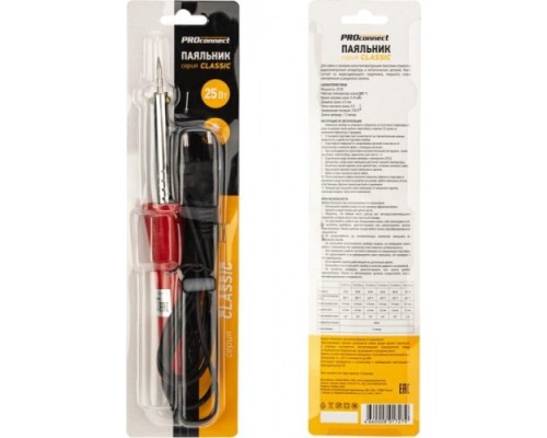 Паяльник PROconnect П0121-4 долговечное жало, серия classic, 25вт, 230в, блист [12-0121-4]