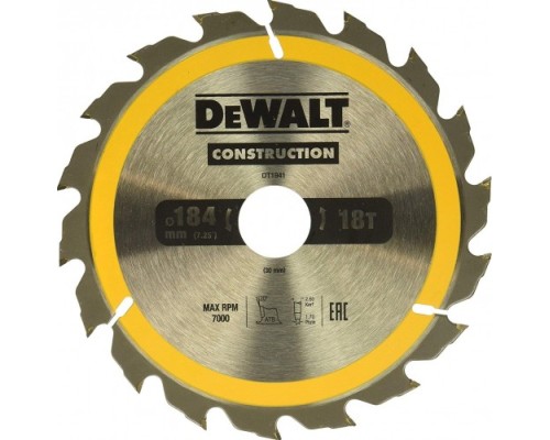 Пильный диск универсальный DeWALT 184х18тх30 мм Construction DT1941-QZ [DT1941-QZ]