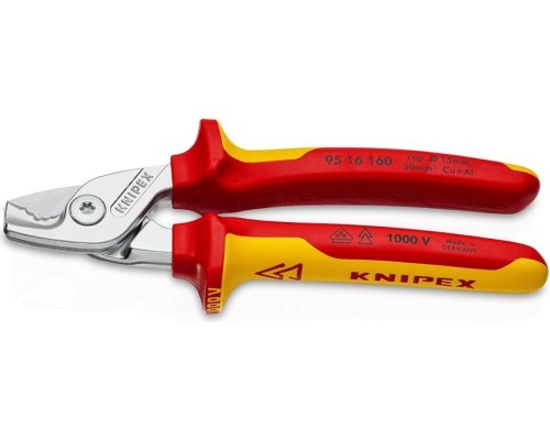 Тросорез KNIPEX 9516160 stepcut 160 мм, диэлектрический, хром, 2к рукоятки [KN-9516160]