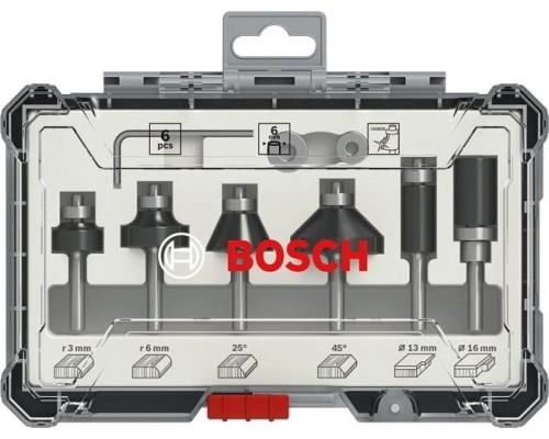 Набор фрез по дереву BOSCH 6 НМ-ФРЕЗ SET 6 мм-ХВ [2607017468]