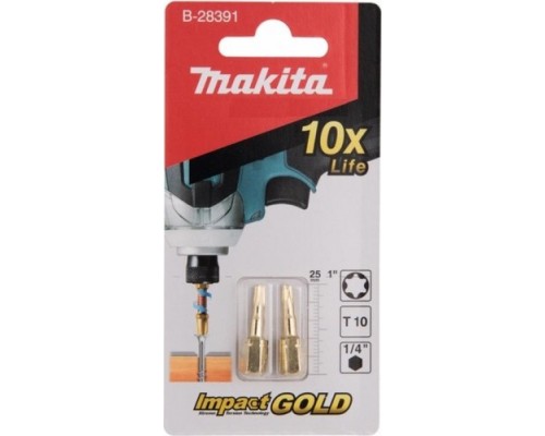 Бита для заворачивания MAKITA B-28391 Impact Gold T10, 25 мм, C-form, 2 шт.