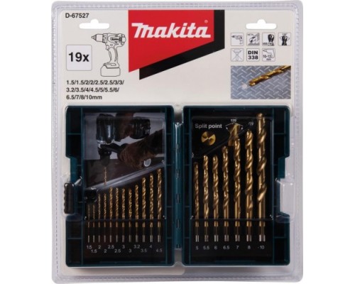 Набор сверл по металлу MAKITA D-67527 hss-tin economy, 19 шт.