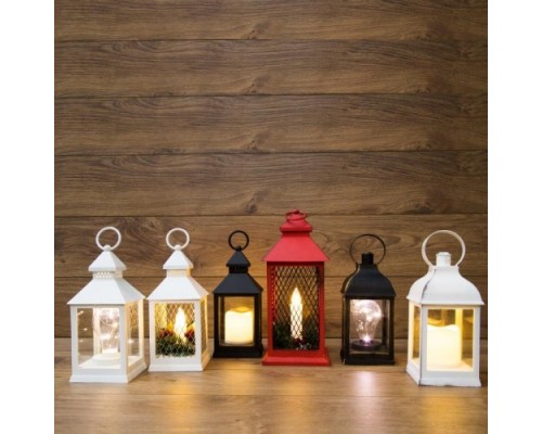 Фонарь декоративный NEON-NIGHT со свечкой белый корпус 10,5х10,5х22,35 см, теплый белый [513-054]