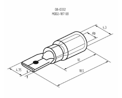 Клемма плоская REXANT 08-0332 ( уп 100 шт ) изолированная РПи-п 2.5-(4.8)/РПИп 2-5-0,8 08-0332