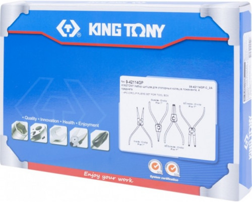Набор съемников стопорных колец KING TONY 4 предмета в ложементе 9-42114GP
