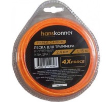 Леска триммерная HANSKONNER HK3535-2.4-SS-15 для d=2.4мм, l=15 м, круч. квадрат