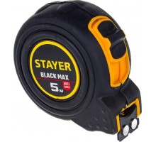 Рулетка STAYER BlackMax 5 / 19мм в ударостойком полностью обрезиненном корпу [3410-05_z02]