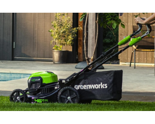 Газонокосилка аккумуляторная GREENWORKS GD40LM46SP 40V, самоходная, б/щ, АКБ 8Ач и ЗУ 2506807UH купить с доставкой и официальной гарантией