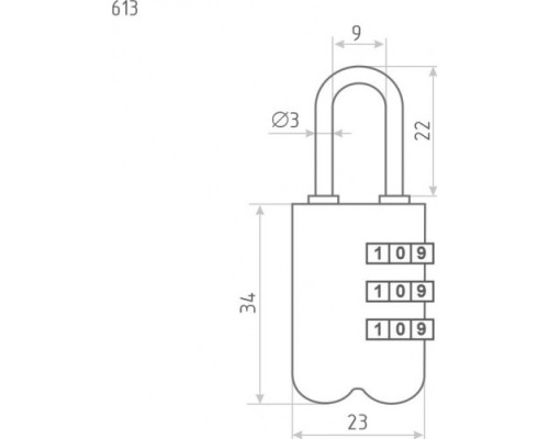 Замок навесной кодовый НОРА-М 613 для чемодана 