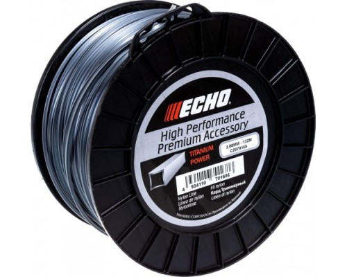 Леска триммерная ECHO C2070168 titanium power line 3,0мм*132м (квадрат)