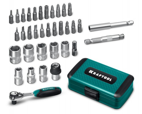Набор головок 1/4" KRAFTOOL X-Drive 35 с трещоткой, 35 предметов 27974