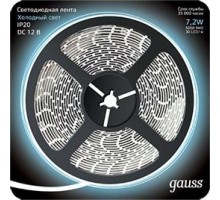 Лента светодиодная GAUSS LED 5050/30-smd 7.2w 12v dc холодный белый (блистер 5м [312000307]