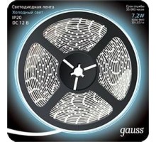 Лента светодиодная GAUSS LED 5050/30-smd 7.2w 12v dc холодный белый (блистер 5м 312000307