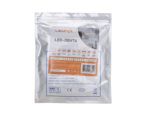 Лента светодиодная LAMPER 141-2023 12B, SMD5050, 14,4Bт/м, 60LED/м, 4000К, 10мм/3м дл Лента светодиодная LAMPER 141-2023 12B, SMD5050, 14,4Bт/м, 60LED/м, 4000К, 10мм/3м дл