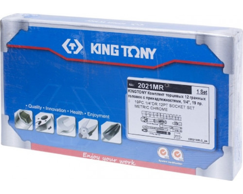 Набор головок 1/4" KING TONY 2021MR, 19 предметов