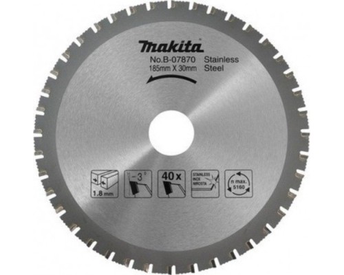 Пильный диск по стали MAKITA 185x30x1.3x64T для нержавеющей стали [B-07870]