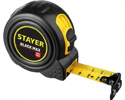 Рулетка STAYER BlackMax 3 / 16мм в ударостойком полностью обрезиненном корпу [3410-03_z02]