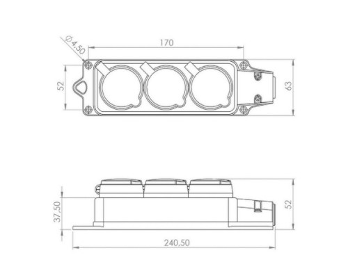 Розетка REXANT 111-126 каучуковая 3 гнезда с крышкой (колодка) желтая