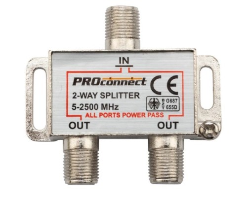 Делитель PROconnect 05-6201-4 ТВх2 под F-разъем, 5-2500МГц СПУТНИК Делитель PROconnect 05-6201-4 ТВх2 под F-разъем, 5-2500МГц СПУТНИК