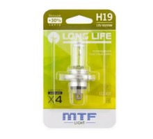 Лампа галогеновая MTF LIGHT H19 12V 60/55W LONG LIFE x4 блистер HLL1219b