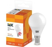 Лампа светодиодная IEK G45 9Вт 3000К Е14 Шар LLE-G45-9-230-30-E14