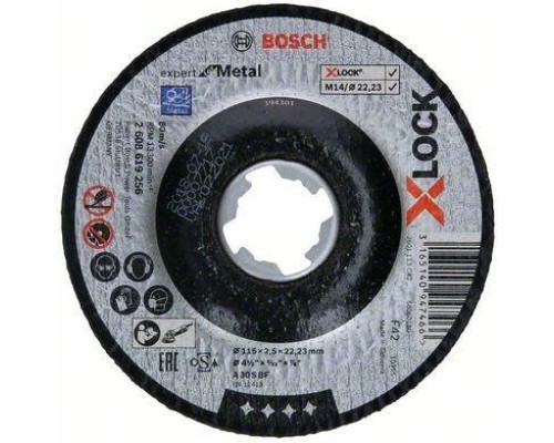 Отрезной круг по металлу X-LOCK BOSCH 115х2,5х22.2 мм A30S-BF 27 Expert for Metal [2608619256]