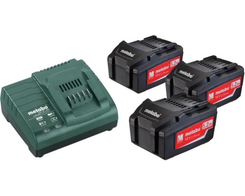 Набор аккумуляторов и зарядное устройство METABO 18V Basic-Set 5,2 3х5.2 Ач [685048000]