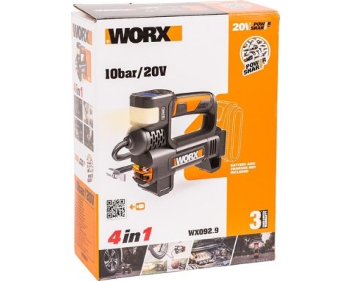 Компрессор автомобильный Worx WX092.9 без АКБ и ЗУ, с фонарем [WX092.9]