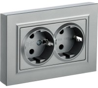 Розетка IEK BRITE РС12-3 16а 2-м без защ. шторок алюм. BR-R21-16-K47-F