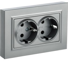 Розетка IEK BRITE РС12-3 16а 2-м без защ. шторок алюм. BR-R21-16-K47-F