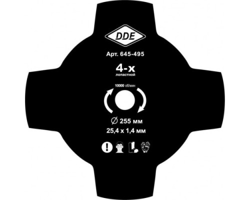 Нож для триммера DDE GRASS CUT 4-х лопастной (255х25,4 мм) [645-495]